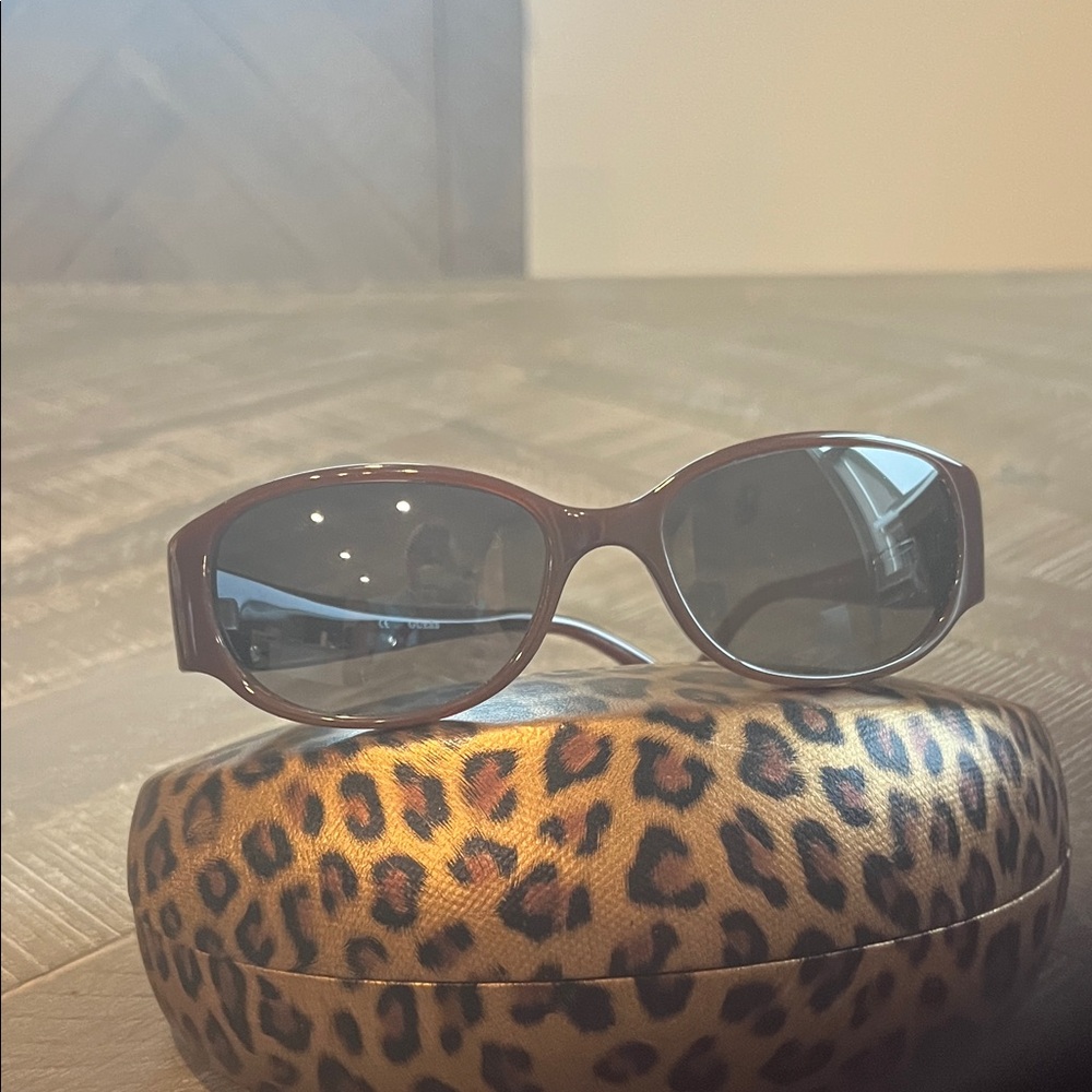 Guess Brown Sunglasses with Leopard Print Case